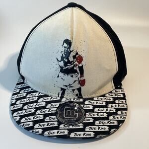 Muhammad Ali The King Boxing Snapback Hat Black White Graphic Cap Used
